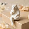 Modern Minimalist Animal Sculptures 3D Print Bear Figurine Statue, Matte Resin Relief Sculpture, Nordic Cute Meditating Ornament Art for Home