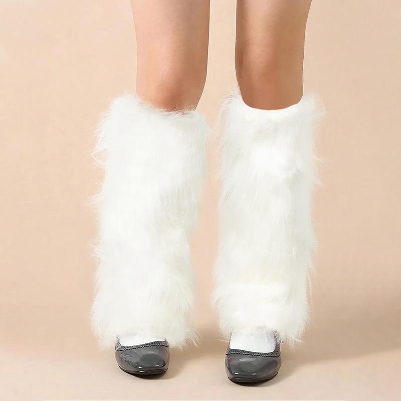 

Fashion Hairy Sock Set For Women Winter Leg Set With Plush Spring And Autumn White Leg Set With Plush Leg And Foot Keep Warm One Size білий