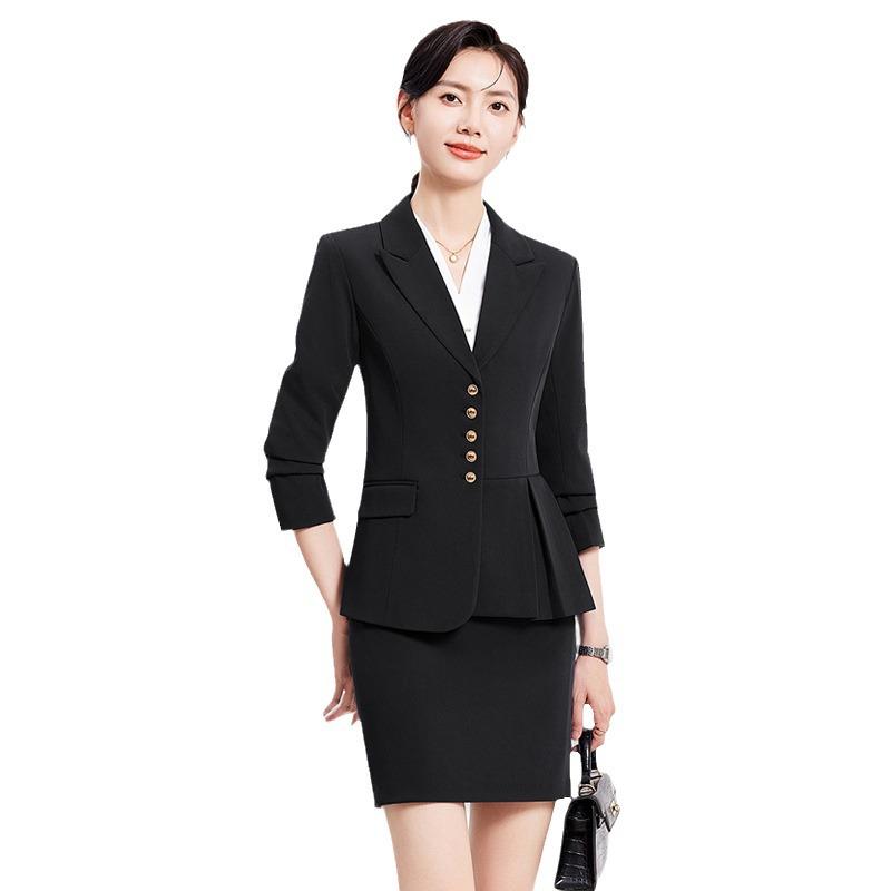 Autumn Korean Style Women's Professional Suit Set for Office and Jewelry Store Receptionists