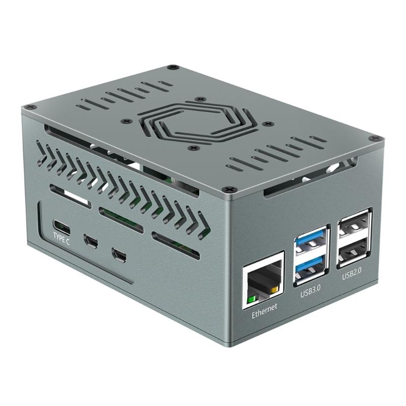

Aluminum Enclosure Box For RPI 5 Board Case With Quiet Efficient Fan and Heatsinks Enhances Performances 1