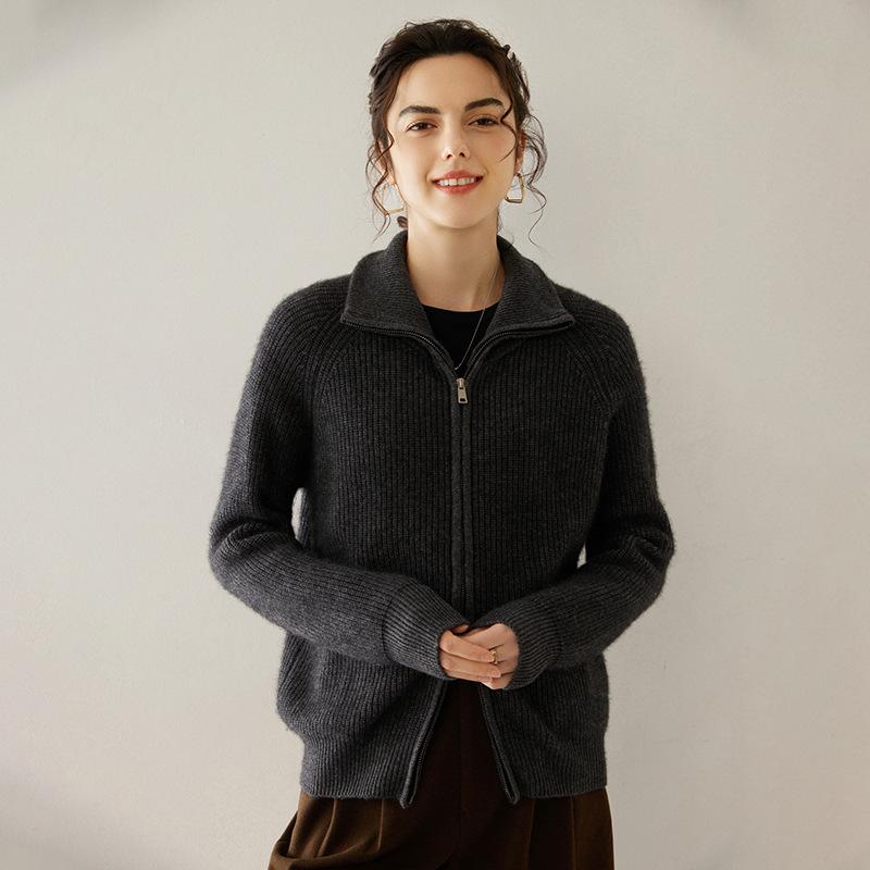 26 Double-Stranded Cashmere Knitted Cardigan Women`S