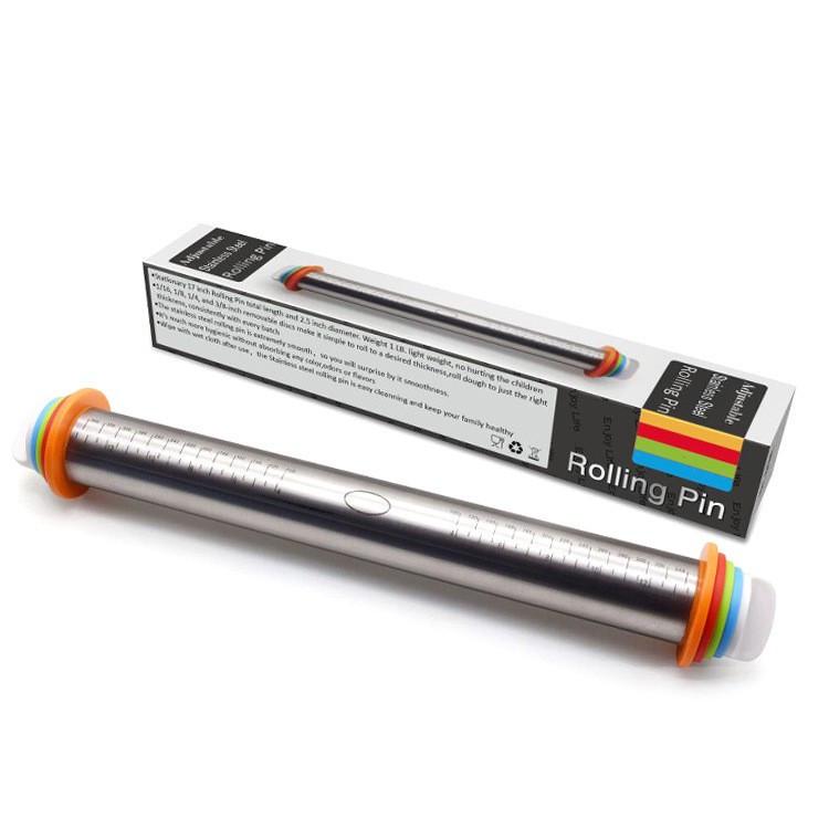 Nastavitelný nepřilnavý nerezový váleček se stupnicí na pečení