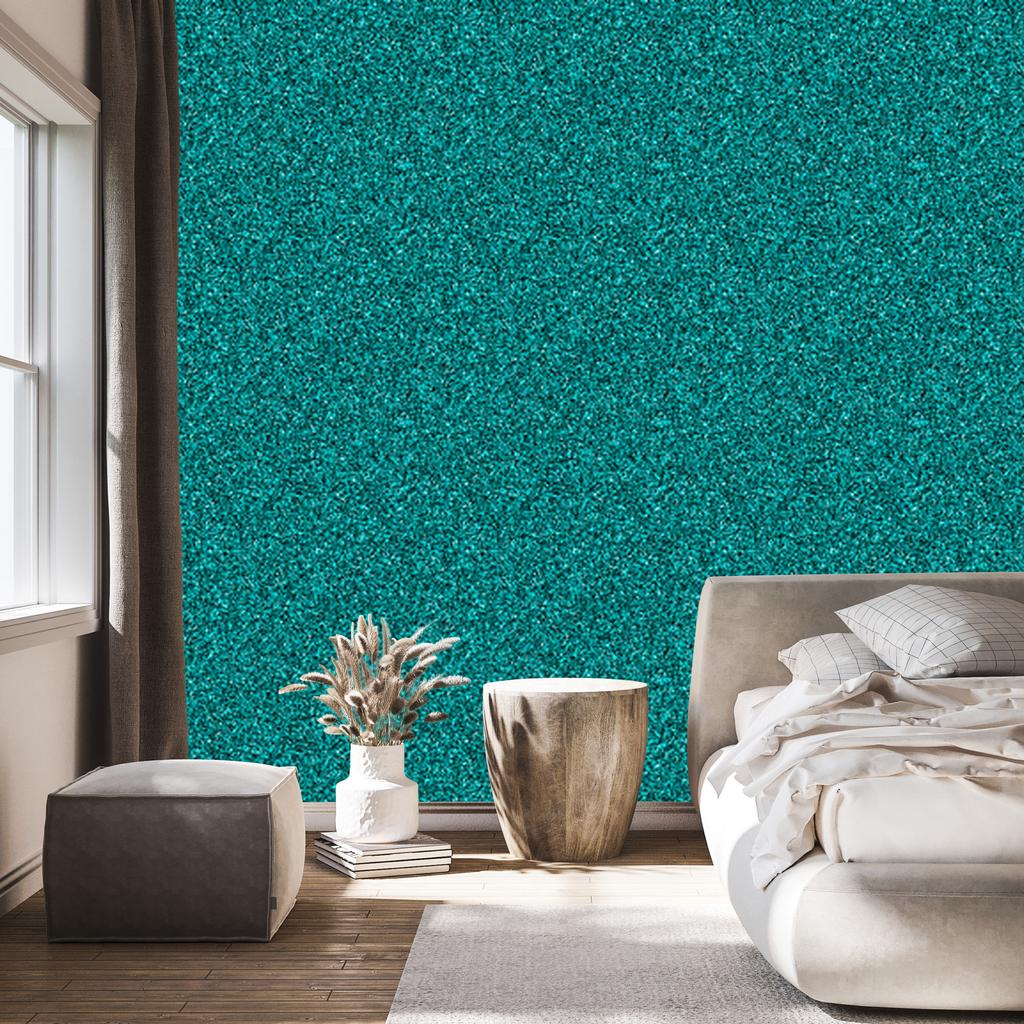 Glitter wallpaper, turquoise background, turquoise center for living room and bedroom 50x1000