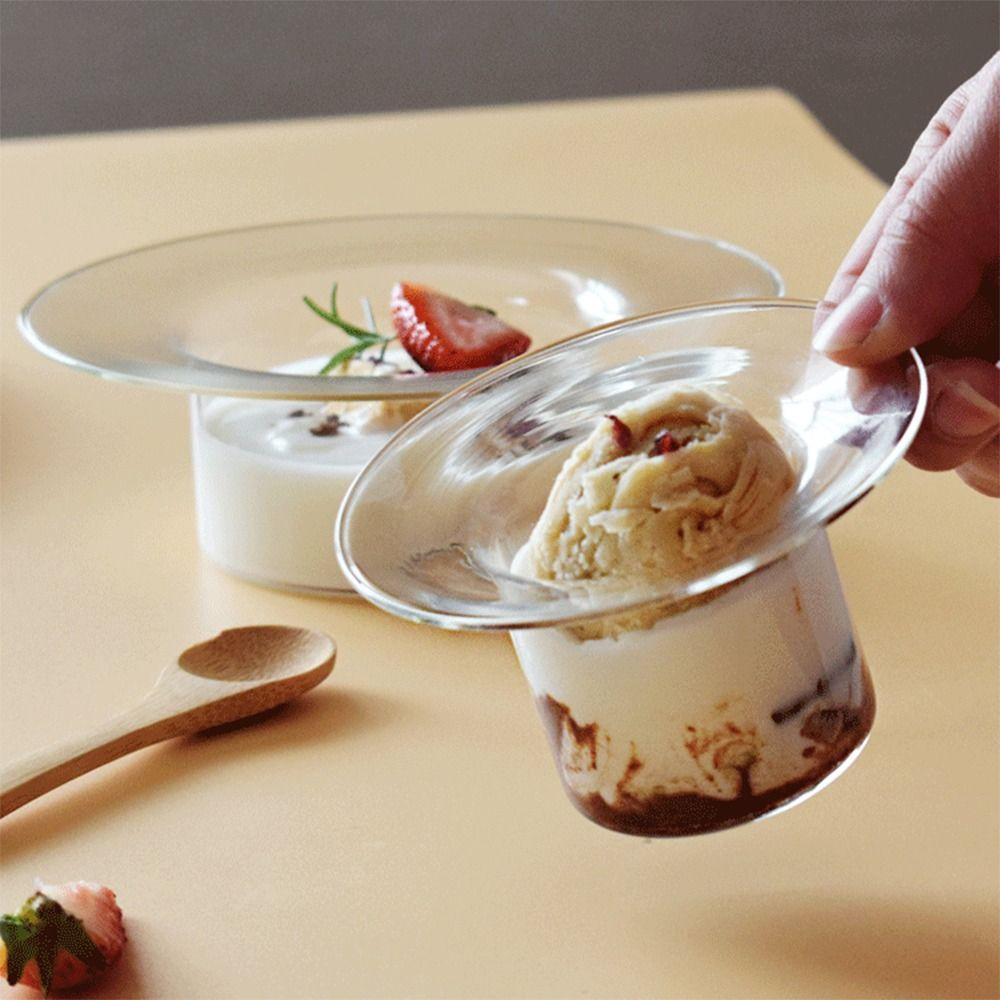 Dessert Tool Transparent Glass Bowl Straw Hat Shaped Household Fruit Salad Plate Decorative Juice Cup Breakfast
