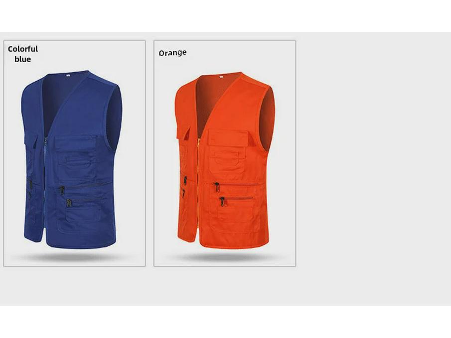 Bavlněná vesta bez rukávů s výstřihem do V a kapsou na zip - celoroční pohodlí