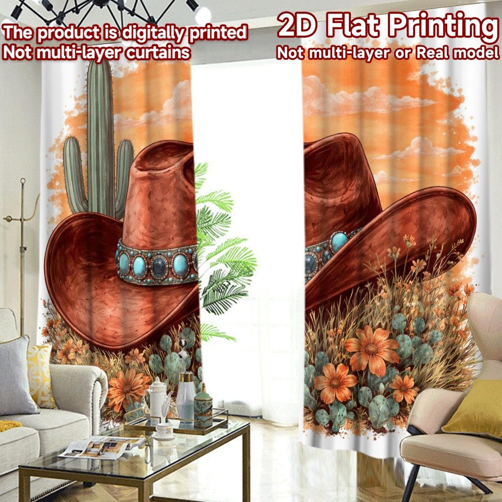 2D FLAT PRINTING 2pcs Curtains (Without Rod) Hat Desert Scene Popular Curtains Machine Washable Fabric Curtains Decorations