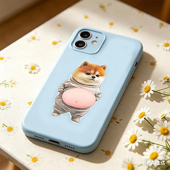 1 Pair 3D Belly Dog Anti-collision Sticker Anxiety Stress Relief Elastic Tummy Cartoon Puppy Decal Fat Belly Animal Buffer Sticker