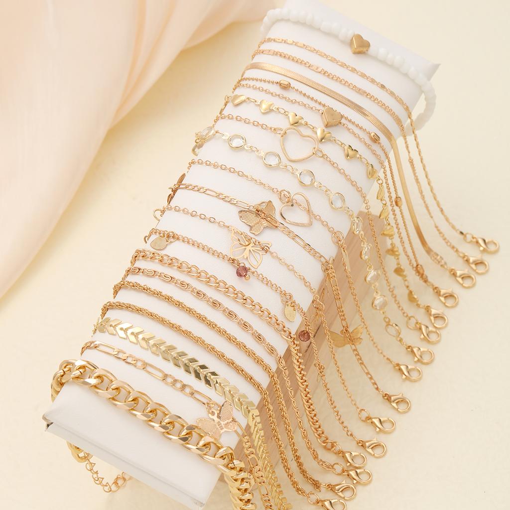 20 Stück/Set Böhmische gedrehte Schlangenketten-Fußkettchen für Damen Sommer Strand Vintage Einfaches Fuß-Knöchelarmband am Bein Schmuck Geschenke