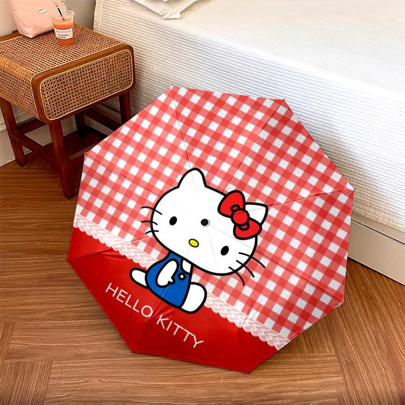 Hello Kitty  pattern, automatic folding umbrella, portable and foldable design, 8 ribs, a Christmas or birthday gift.