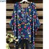 Elegante Blumenmuster-Bluse für Damen - Hellviolett mit weißen Blumen Langarm Rundhalsausschnitt Perfekt für Frühling & Herbst