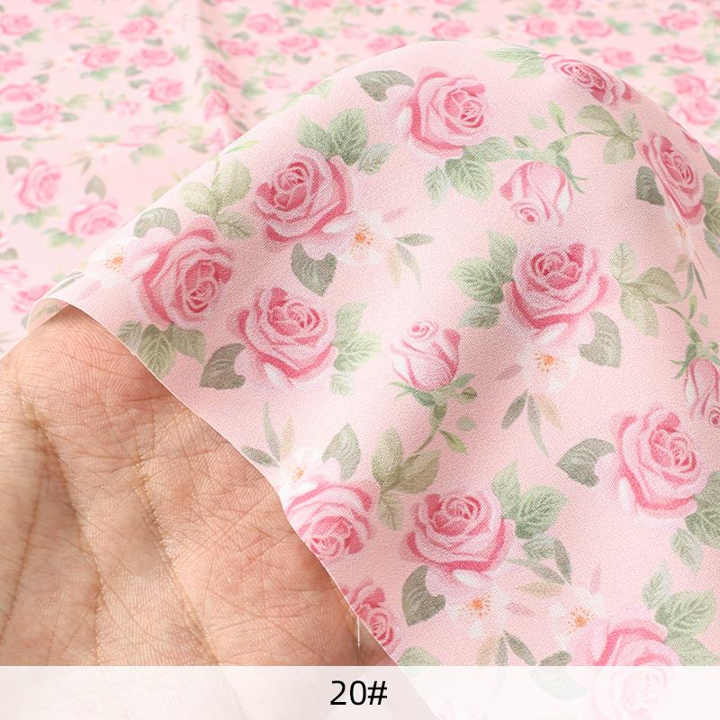 0,5 m/1 m/2 m Mjuk Rosmönstrad Chiffongtyg för Sömnad av Sommarklänningar, Skjortor, Sängkläder, Handgjorda DIY-Klädtyger TJ22839
