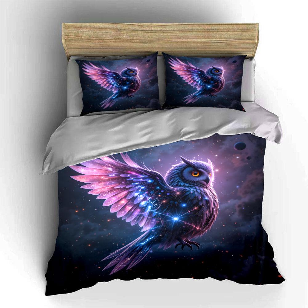 "Cosmic owl's shimmering flight" Bedding sets Duvet covers Pillowcases(1* Duvet Cover 2* Pillowcases without duvet insert)