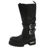 Fashion Brand New Buckle Strap Wasteland Vintage Black Knee High Motorcycle Boots Maillard stylecTrouser Leg Boots Women Shoes Size 42
