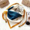 Magnetic buckle cotton and linen small square scarf silk scarf women's spring and autumn versatile neck protection scarf triangular scarf new warm sca