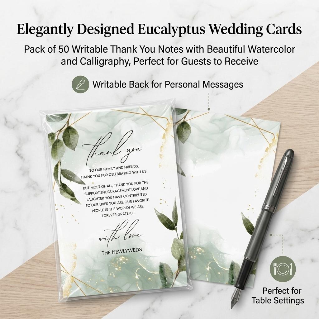 Floral Wedding Table Cards 10x15cm Writable Thank You Cards 50Pcs Pack