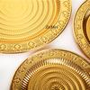 Round Fruit Plate,European-Style Exquisitely Carved Ripple Texture Metal Cake Tray,Dessert Living Room Snack Plate Decoration