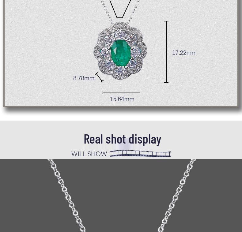 Emerald Green Gemstone Pendant Necklace, 925 Sterling Silver High-end Jewelry for Women