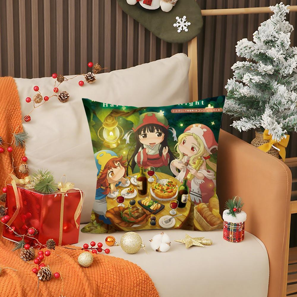 Kwaii Anime Hakumei and Mikochi Pillow Case Anti-dustmite Pillow Invisible zipper silky short plush Sofa cushion cover