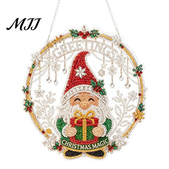 Strass Malerei Sonnenfänger Set Weihnachtskit, DIY Kunst mit Kunstperlen für Erwachsene Bastelbedarf für Anfänger, Acryl Weihnachten Schmuck Bastelmaterial