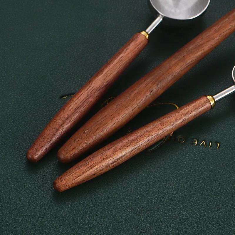 1 Stück 304 Edelstahl Walnuss Langer Griff Kaffeepulver Pulver Messlöffel Küche Backwerkzeuge Messlöffel Cucharas