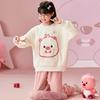 Kids Flannel Pajamas Set Boys Girls Warm Long Sleeve Top And Pants Sleepwear Winter Home Nightwear