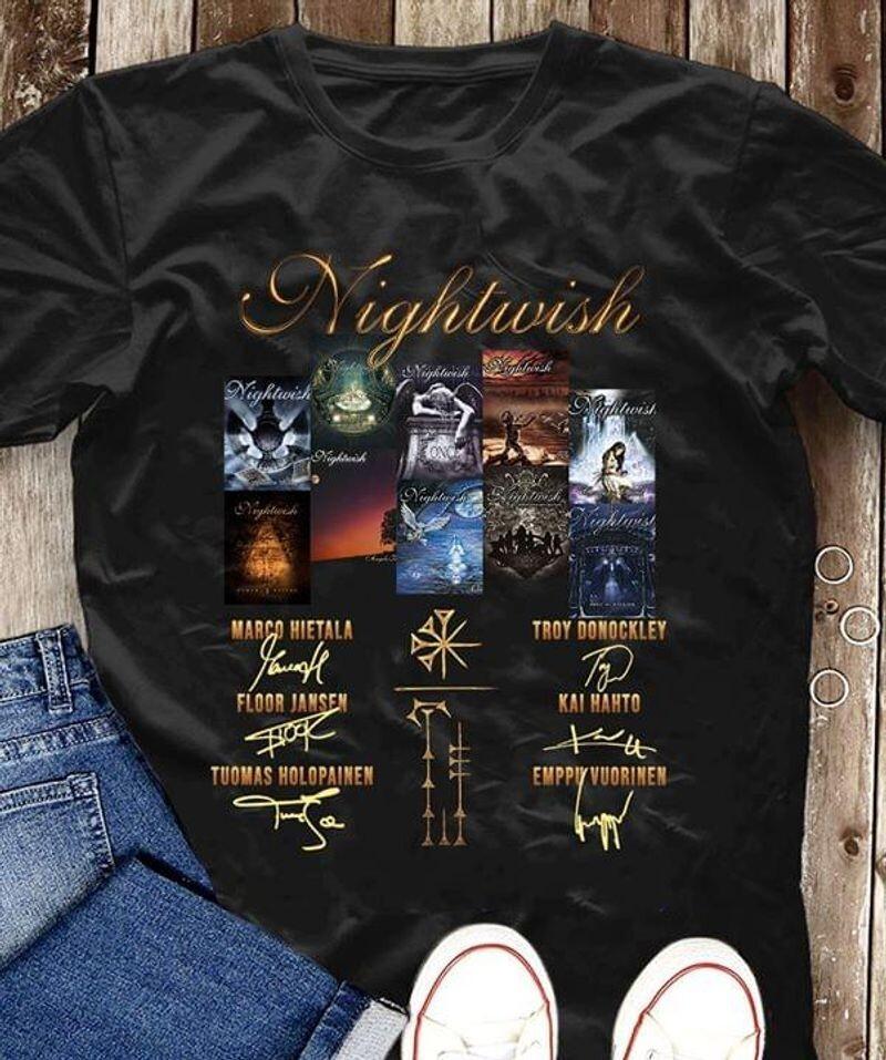 Nightwish Всемирная Музыкальная Группа Фанаты Участники Подпись Все Размеры Футболка HE794 Унисекс Футболка S