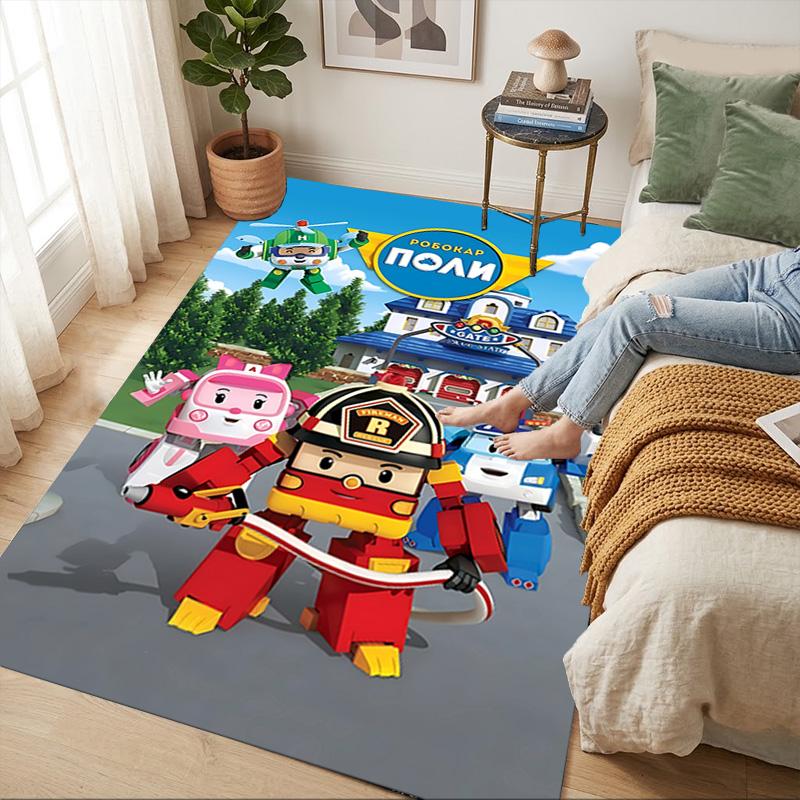 Robocar Poli Living Room Nonslip Area Rug Soft Carpet For Bedroom Game Playroom Sofa Office Home Decor Doormat Christmas Gift C926550