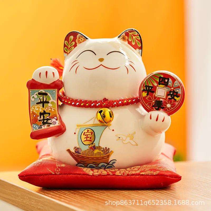 

NEW Lucky Cat Piggy Bank Creative Ornament, Japanese-style Fortune Cat Ceramic, New Store Opening Gift, Home Decoration 11X10X12.5CM