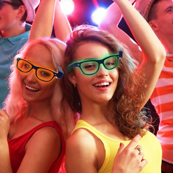 

Беспроводные светодиодные очки со светящейся в темноте Neon Rave небесно-голубой