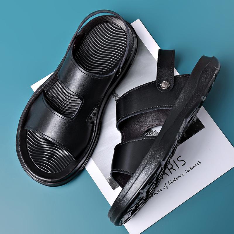 Fashion Dual-Purpose Mens Slides Classic Leather Quick-Dry Slippers Comfortable Male Sandals New Arrival Beach Shoes Wading Aqua Shoes