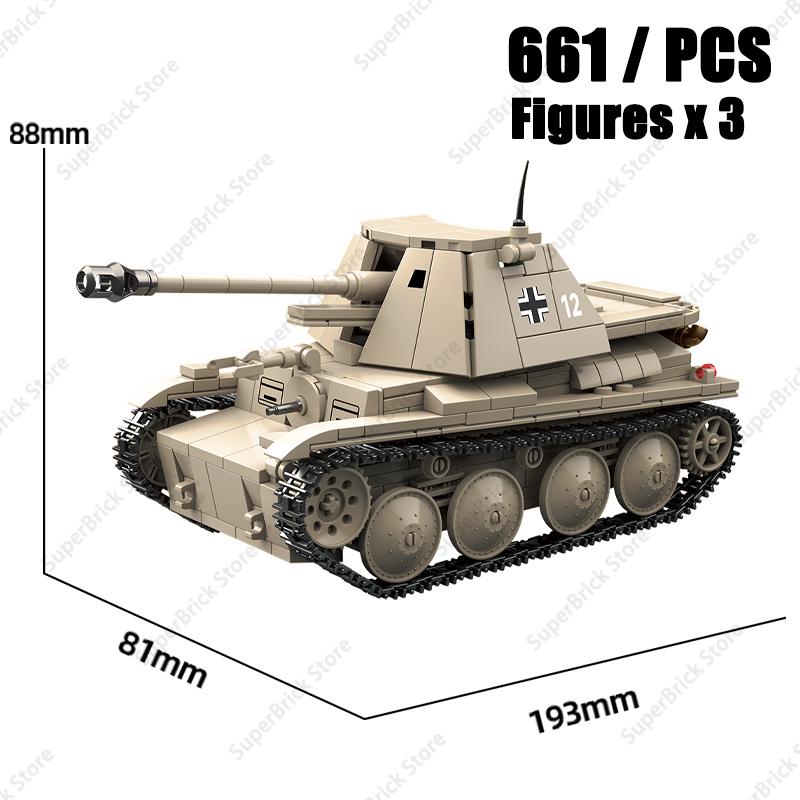 

QuanGuan 661 деталь Набор строительных блоков Модель Истребителя танков Marder III H времен Второй мировой войны Классические Бронированные Машины Кирпичики Игрушки