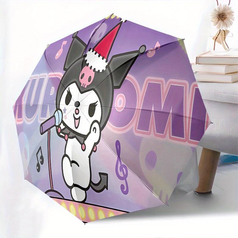 Kuromi,Party Hat Automatic Folding Umbrella-Simple 8-Rib Design, Bright Cartoon Pattern, Durable Iron Frame, Suitable For Travel, Outdoor, B