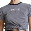 Polo Ralph Lauren SS25 Logo-Besticktes Gestreiftes Baumwoll-Rundhals-Kurzarm-Regular-T-Shirt Klassische Edition Damen Oberteile 211838119-001