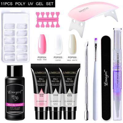 Akril Gel Poly Nail Gel Kit Körömhosszabbító Glitter Gel UV Építőzselé manikűr készlet