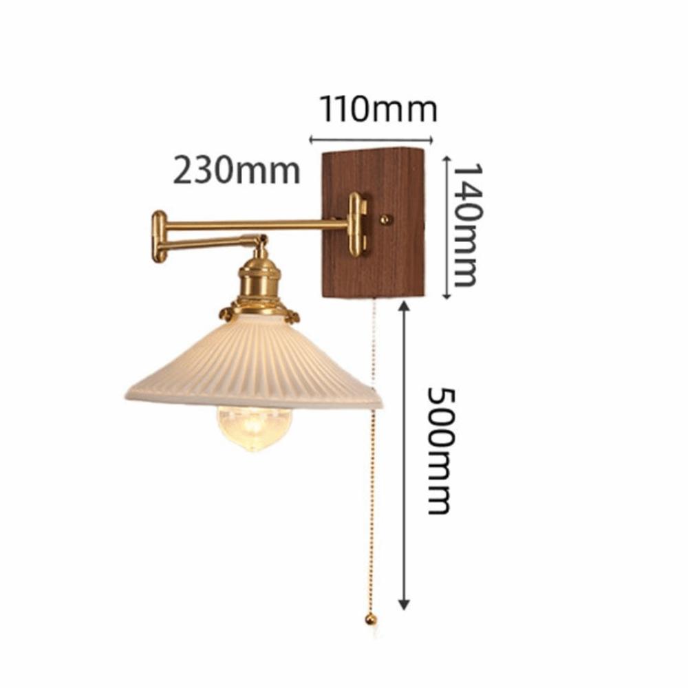 Modern Luxury Retro Wooden Wall Lamp Vintage Walnut Nordic Glass Wall Sconce Glass/Ceramic Lampshade Atmosphere Lighting