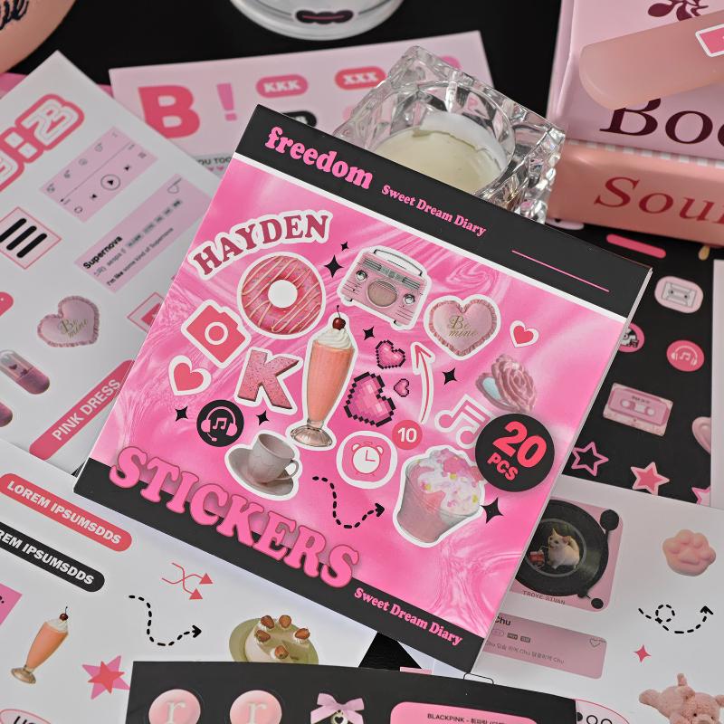 20 Sheets Mini Deco English Cutting-Free Handbook Daily Quotes Series Cut Film Sticker Book Diy Decorative Material Decals