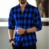 Camicia a quadri da uomo a maniche lunghe essenziale, casual e alla moda per l'uso quotidiano.