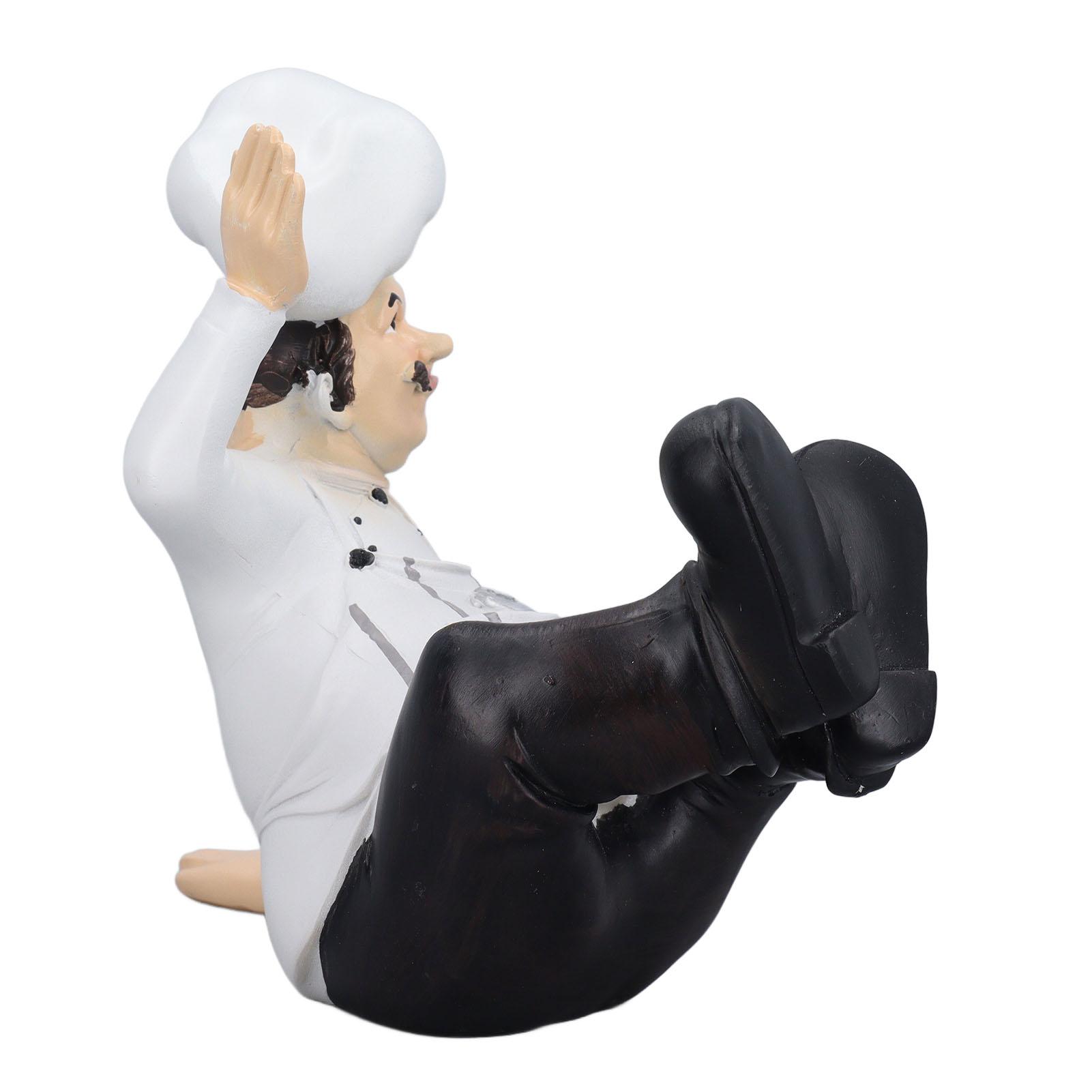 

Cartoon Chef Figurine Cooking Chef Resin Sculpture Tabletop Decoration for Kitchen Living Room