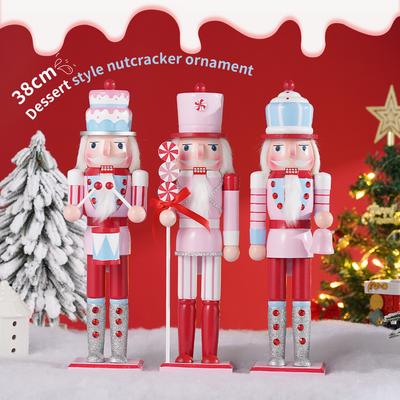 38CM Weihnachtsnussknacker Soldaten im Macaron-Thema Handgefertigter Nussknacker Soldat Weihnachten Neujahr Festival Dekoration Geschenk