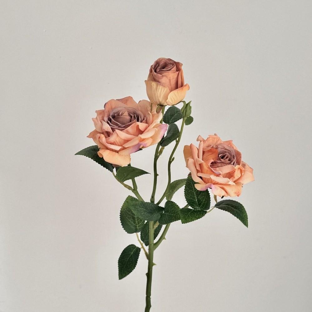 Burnt Edge Rose Artificial Rose Branch 3 Heads Fake Bouquet New Fake Peony  Wedding
