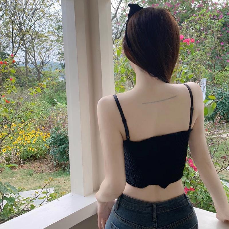 Damen Camisole V-Ausschnitt Slim Temperament Ärmellos Einfarbig Damen Tanktops mit Brustpolstern