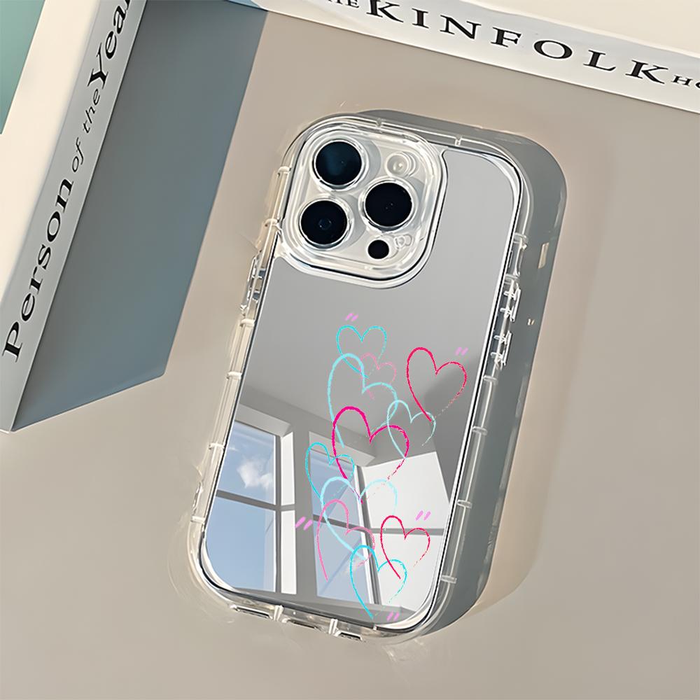 Colorful Graffiti Heart Pattern Phone Case For iPhone 11 12 13 Pro 16 15 14 13 Pro Max 17 Air X XR XS 7 8 Plus Back Mirror Cover