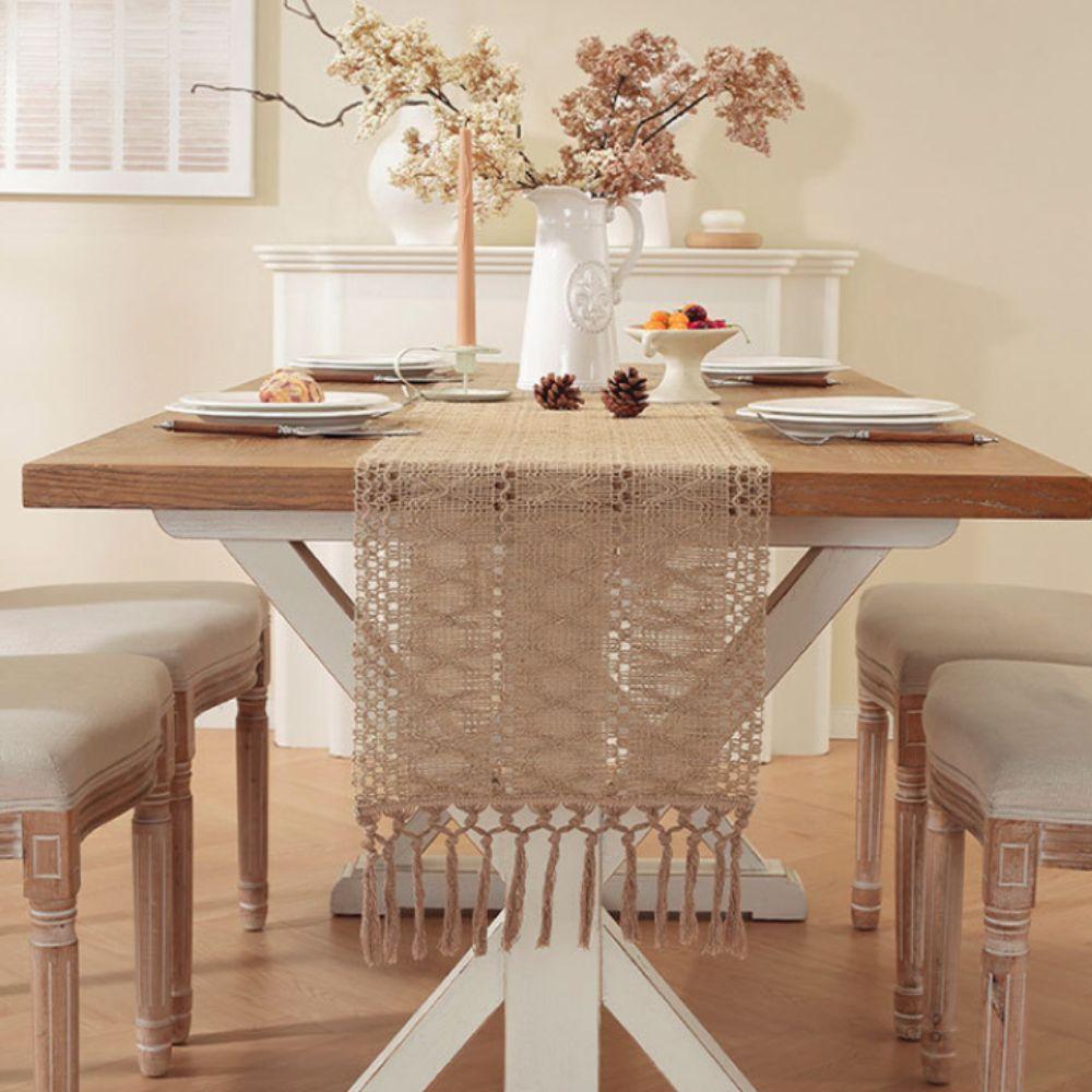

Rustic Style Table Cloth Braided Dining Table Decoration Household Boho Table Runner Wedding 30*183cm-Style E
