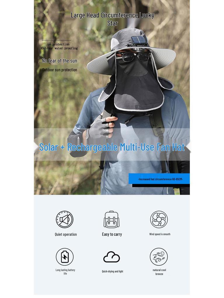 Men's Outdoor Solar-Powered Cooling Fan Hat