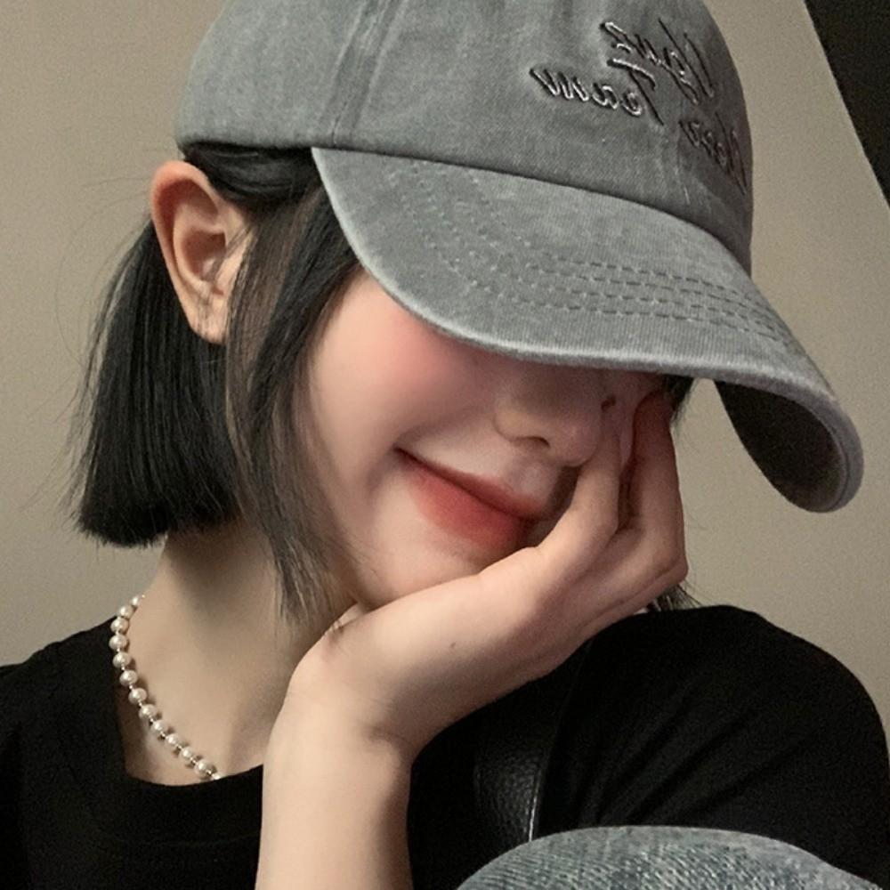 Letter Embroidery Baseball Caps Solid Color Duck Tongue Cap New Sunshade Cap Women