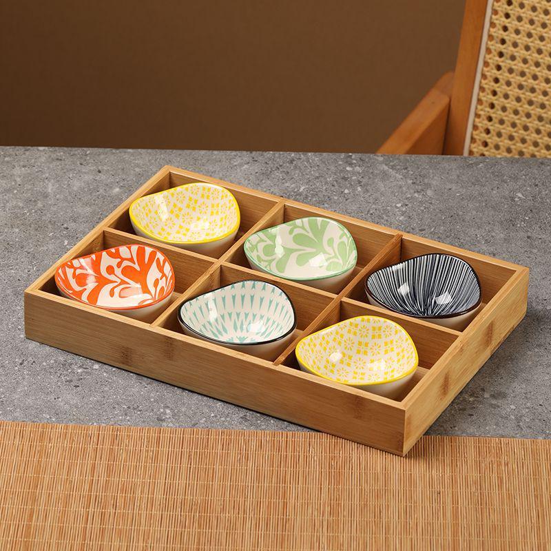 Bamboo Nine-Compartment Snack Tray for Dried Fruits and Hot Pot Side Dishes