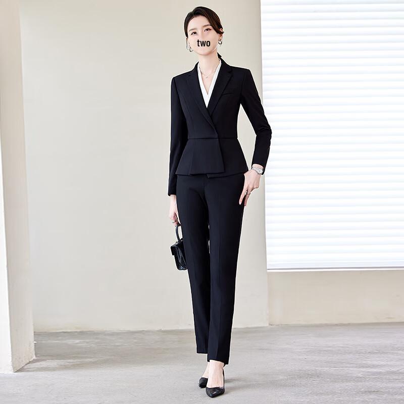 Women's Professional Slim Fit Long Sleeve Suit Set with Trousers