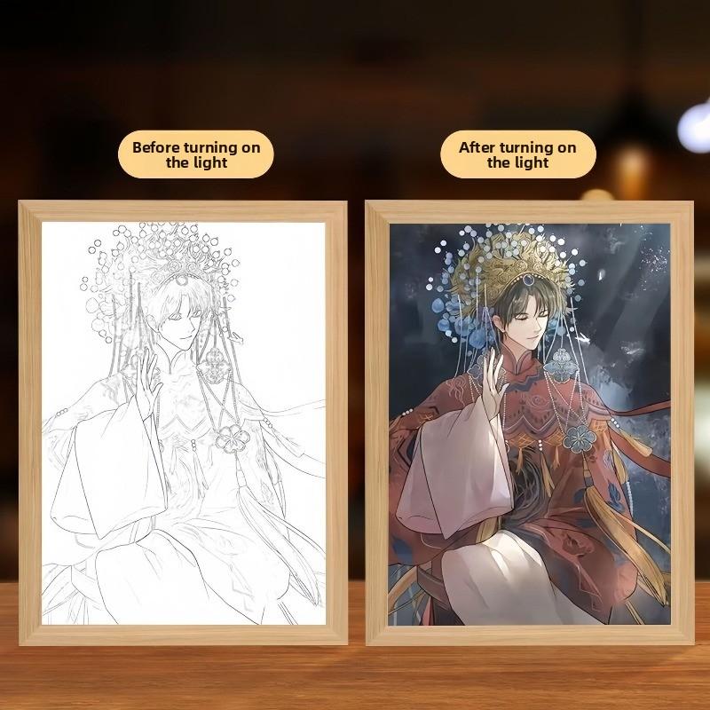 22cm/8.66in Anime Tomb Robbery Notes Light Painting Figures Peripherals Night Lamp Collectible Gift Birthday Bedroom Decoration