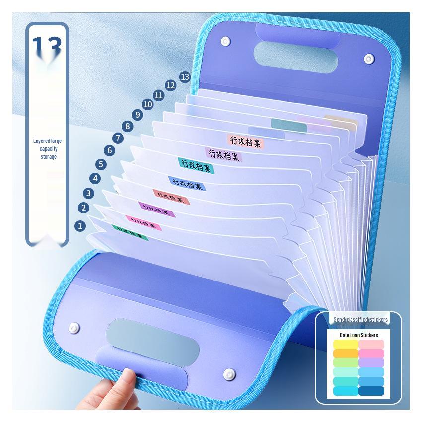 Multi-Layer Accordion Handheld Test Paper & Storage Folder for Student Subject Classification