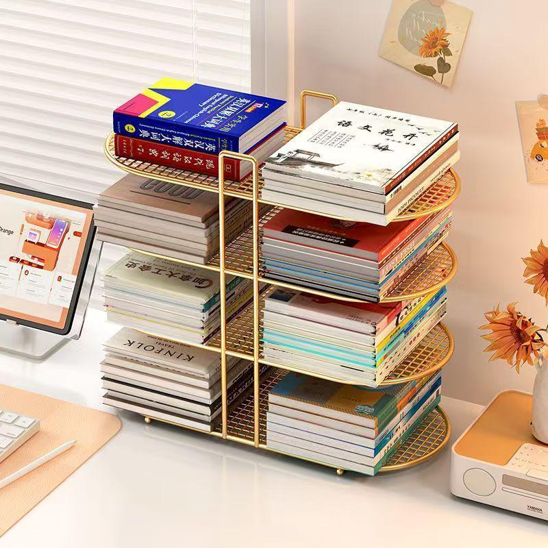 Simple Iron Art Desktop Bookshelf - Office & Student Organizer for Books & Magazines